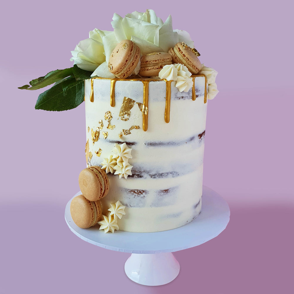 Caramel Semi Naked Modern Floral Cake