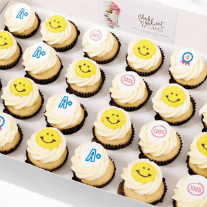 A+ Smiley Back to School Mini Cupcakes (24)-BVSydneyCupcakes