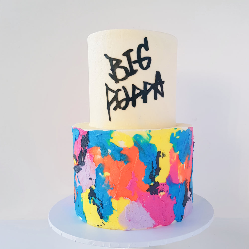 Big Poppa Cake with Watercolour Design