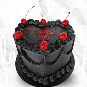 Black Vintage Heart w Cherries Cake Sydney