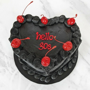 Black Vintage Heart with Cherries Cake-BVSydney