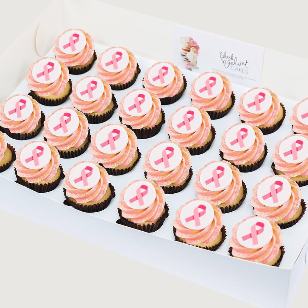 Breast Cancer Pink Ribbon Mini Cupcakes (24) Sydney