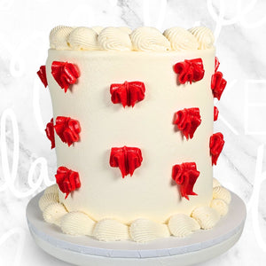Buttercream Red Ribbon Vintage on White Cake Sydney