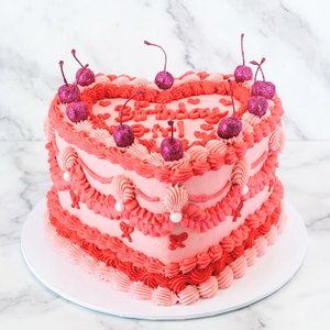 Hot Pink Heart Vintage Cherries Cake Sydney