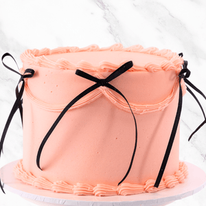 Black Pink Vintage Ribbon Cake-BVSydney