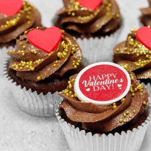 Valentine's Day Chocolate Lovers (6 Designer Cupcakes, Card, Balloon) Sydney