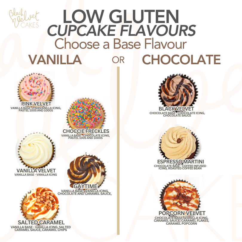LOW GLUTEN Your Choice - Cupcake Dozen (12)-BVSydneyCupcakes