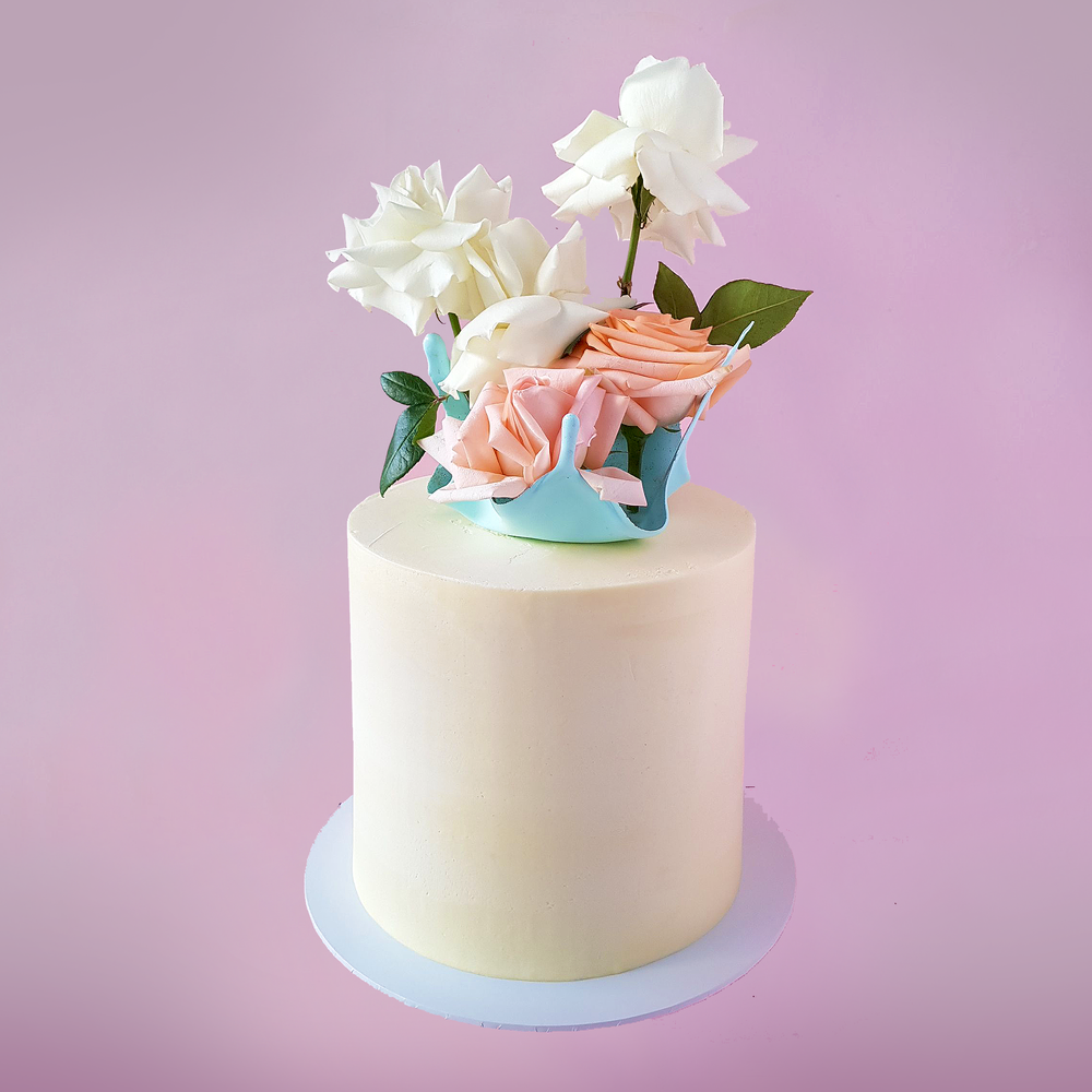 Custom Floral Boy Baby Shower Christening Cake