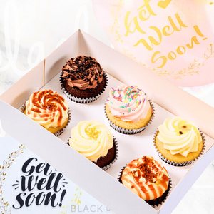 Get Well Soon Cupcake Gift Pack (6 Cupcakes, Balloon, Card)