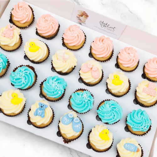 LOW-GLUTEN Baby Shower Gift Mini Cupcakes (24)