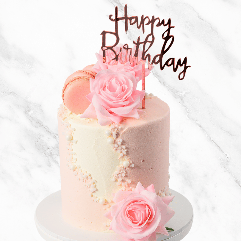 Rose Macaron Celebration Cake