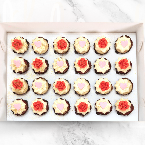 Roses and Blush Mini Cupcakes (24)-BVSydneyCupcakes