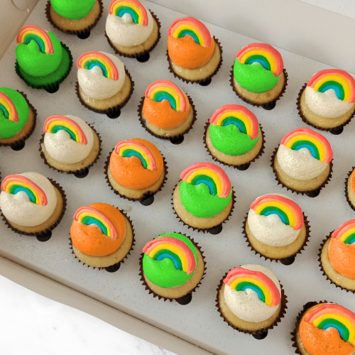 St. Patrick's Day Rainbow Mini Cupcakes (24)-BVSydneyCupcakes