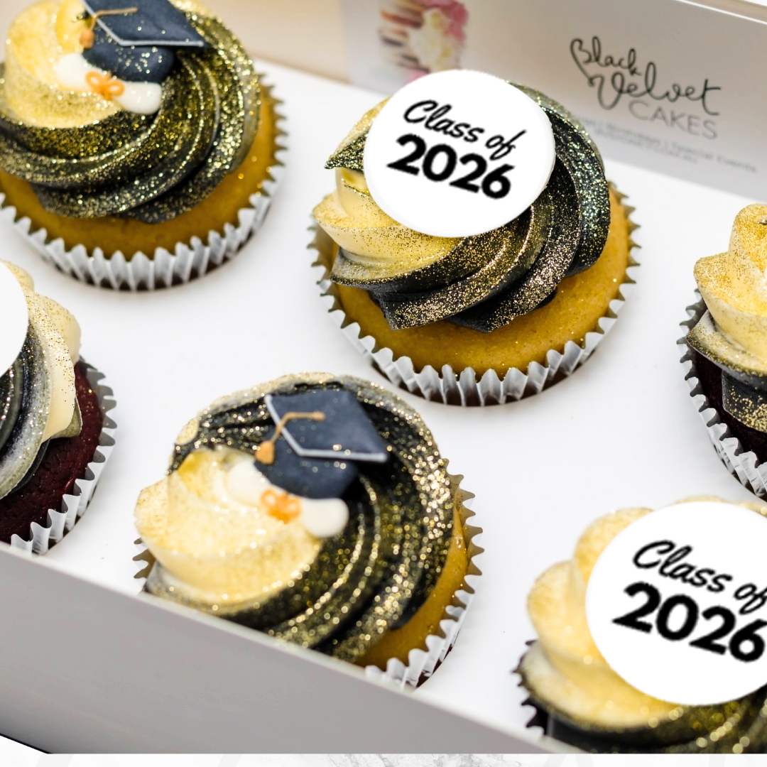 Black Graduation Gift Cupcakes (6) Sydney
