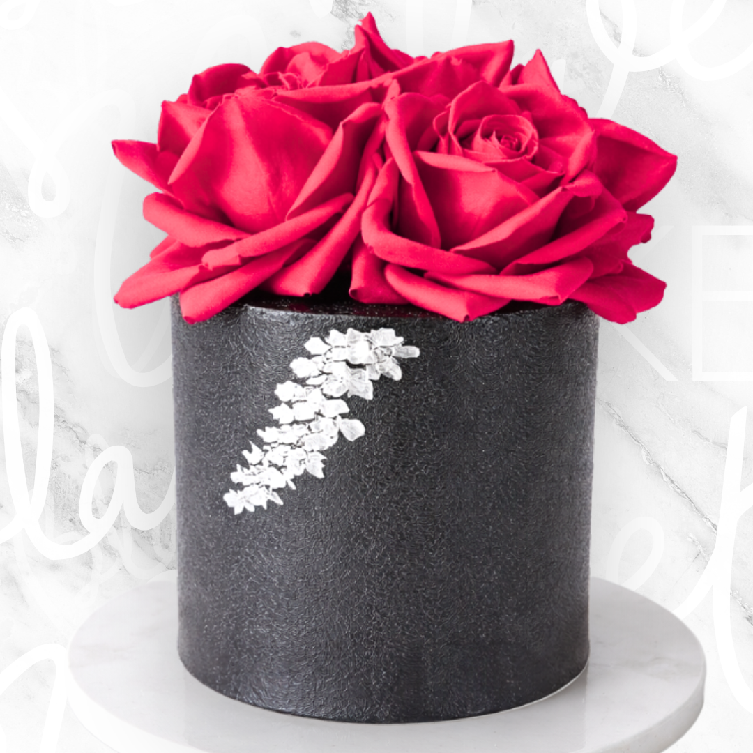 Black Silver Rose Bouquet Cake Sydney