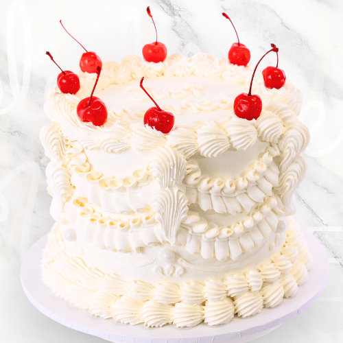 White Vintage Cherries Cake-BVSydney
