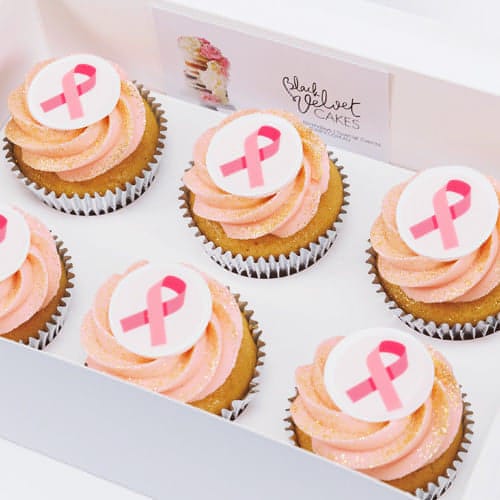 Cancer Ribbon Shaped Cupcake Cake