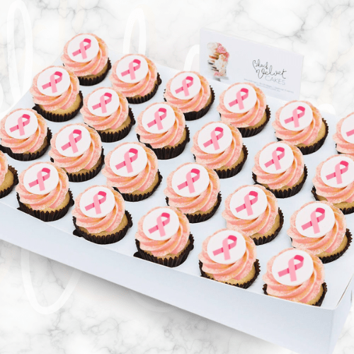 Breast Cancer Pink Ribbon Mini Cupcakes (24)-BVSydneyCupcakes