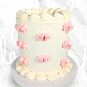 Buttercream Pink Ribbon Vintage on White Cake Sydney