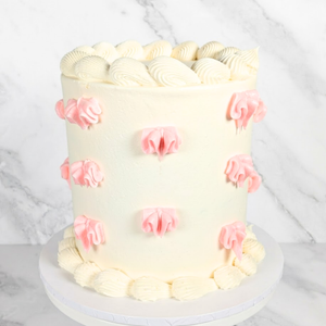 Buttercream Pink Ribbon Vintage on White Cake-BVSydney