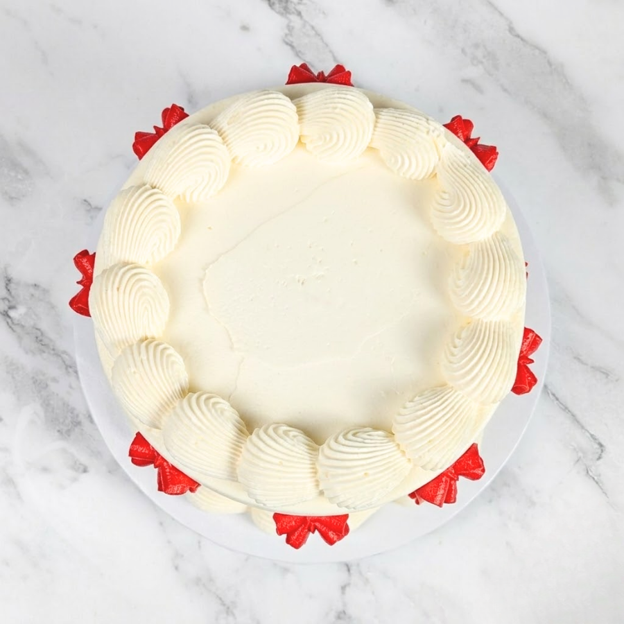 Buttercream Red Ribbon Vintage on White Cake-BVSydney
