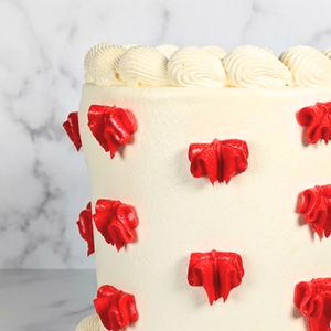 Buttercream Red Ribbon Vintage on White Cake-BVSydney