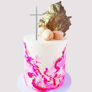 Christening Baby Shower Painted Buttercream Cake Sydney