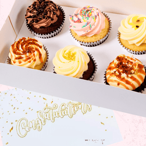 Congratulations Cupcake Gift Pack (6 Cupcakes, Balloon, Card) Sydney
