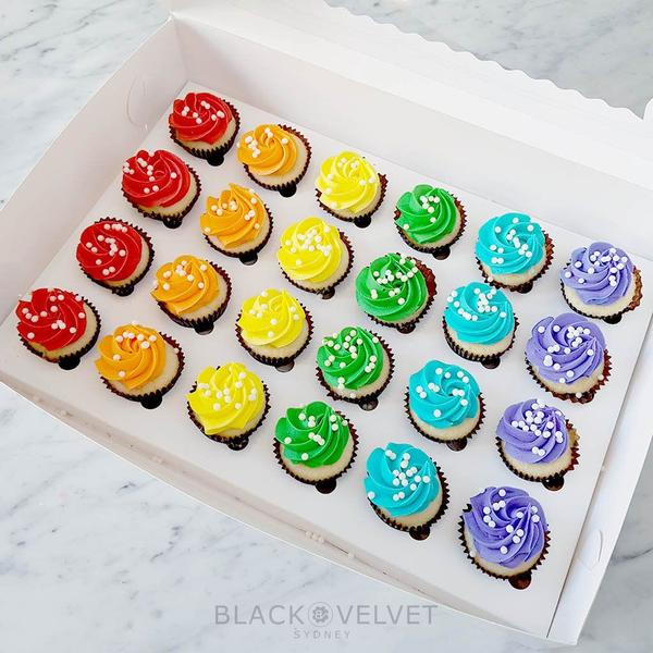 Mardi Gras Pride Rainbow Cupcakes by Black Velvet Sydney