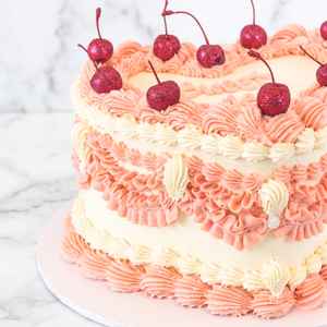 Darling Pink Heart Vintage Cherries Cake-BVSydney