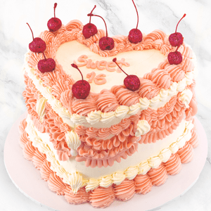 Darling Pink Heart Vintage Cherries Cake-BVSydney