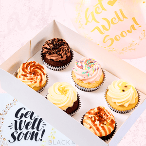 Get Well Soon Cupcake Gift Pack (6 Cupcakes, Balloon, Card) Sydney