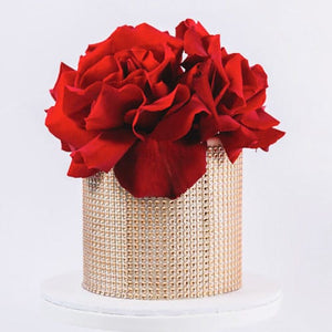 Gold Diamante Cake with Red Roses Sydney
