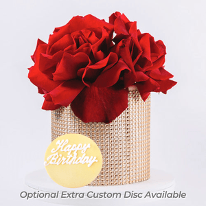 Gold Diamante Cake with Red Roses Sydney