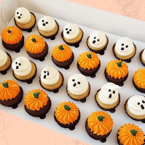 Halloween Pumpkin and Ghost Mini Cupcakes (24) Sydney