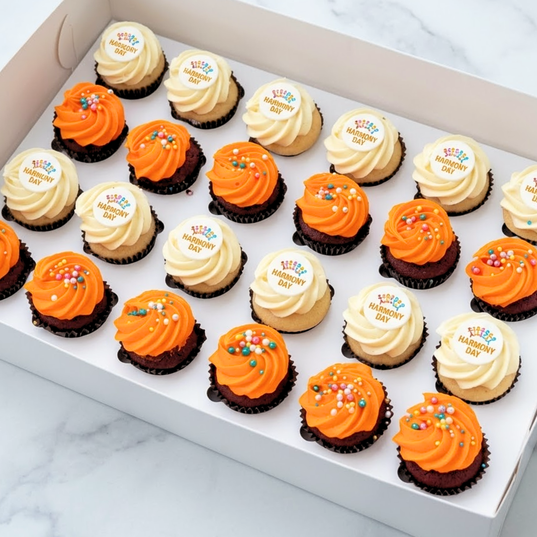 Harmony Day Logo Mini Cupcakes (24) Sydney