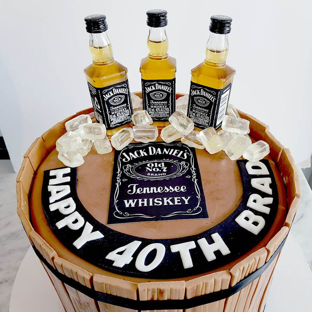 Jack Daniels Whiskey Barrel Birthday Cake