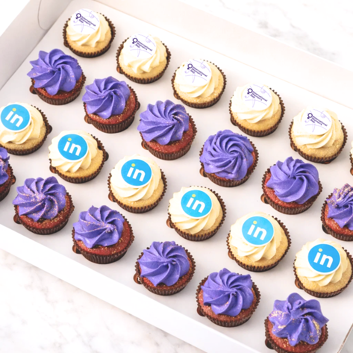 International Women's Day Corporate Logo Mini Cupcakes (24) Sydney
