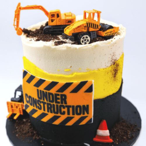 Excavator & Dump Truck Construction Cake