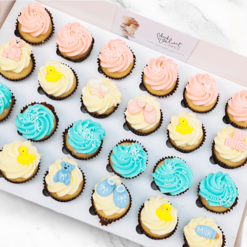 LOW-GLUTEN Baby Shower Gift Mini Cupcakes (24) Sydney