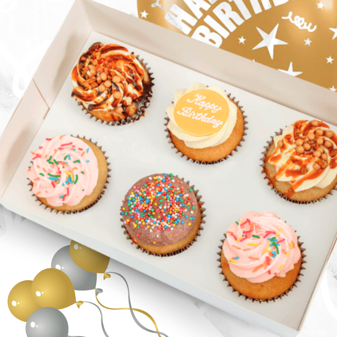 LOW-GLUTEN Happy Birthday Cupcakes Gift Pack (12) Sydney