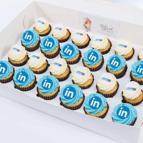 LOW GLUTEN International Men's Day Corporate Logo Mini Cupcakes (24) Sydney