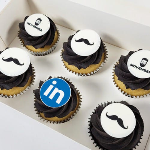 LOW GLUTEN Movember Corporate Logo Designer Cupcakes (12) Sydney