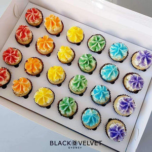 LOW GLUTEN Rainbow Block Mini Cupcakes (24) Sydney