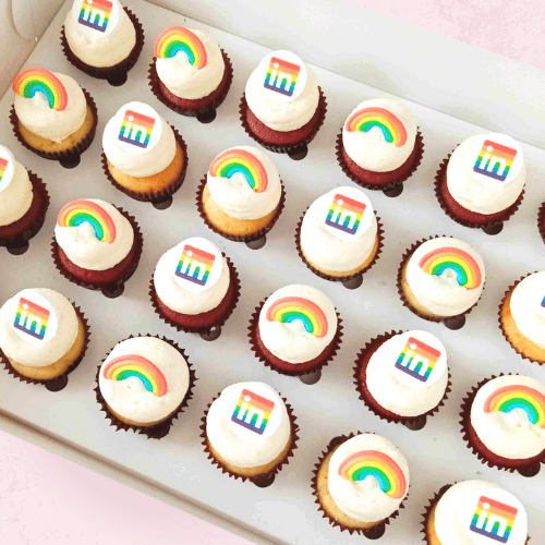 LOW GLUTEN Rainbow Corporate Mini Cupcakes (24) Sydney