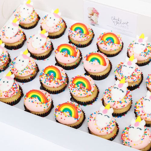 LOW-GLUTEN Unicorn Rainbow Fairy Mini Cupcakes (24) Sydney