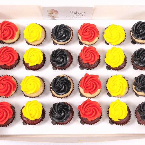 NAIDOC Colours  Mini Cupcakes (24)-BVSydneyCupcakes