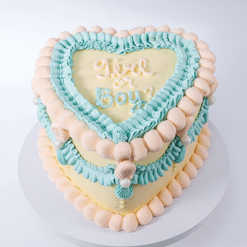 Pink and Blue Vintage Heart Cake Sydney