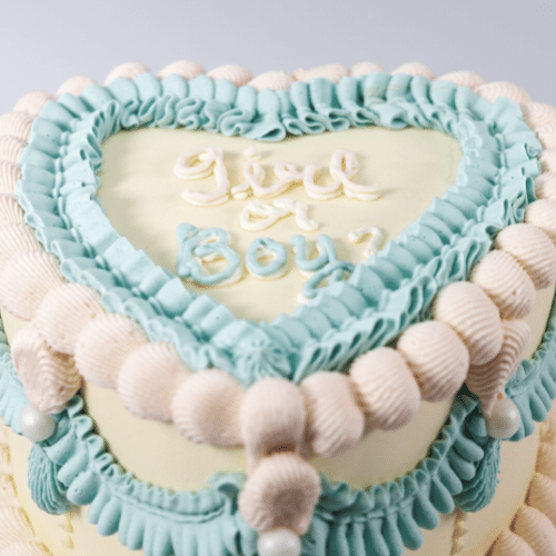Pink and Blue Vintage Heart Cake Sydney