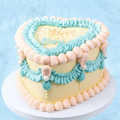 Pink and Blue Vintage Heart Cake Sydney